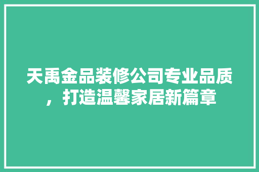 天禹金品装修公司专业品质，打造温馨家居新篇章