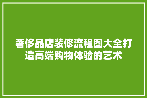 奢侈品店装修流程图大全打造高端购物体验的艺术