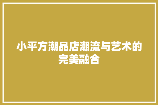 小平方潮品店潮流与艺术的完美融合
