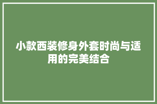 小款西装修身外套时尚与适用的完美结合