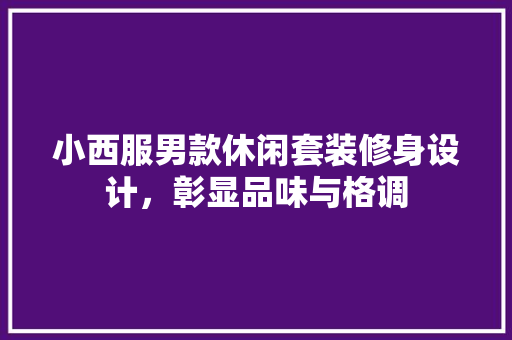 小西服男款休闲套装修身设计，彰显品味与格调