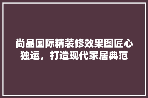 尚品国际精装修效果图匠心独运，打造现代家居典范