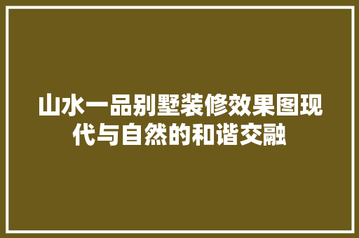 山水一品别墅装修效果图现代与自然的和谐交融