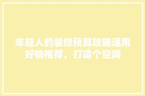 年轻人的装修预算攻略适用好物推荐，打造个空间