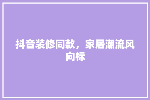 抖音装修同款，家居潮流风向标