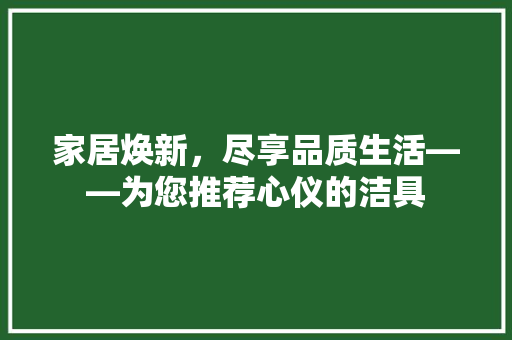 家居焕新，尽享品质生活——为您推荐心仪的洁具