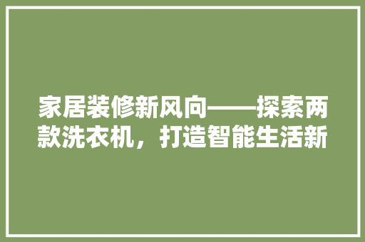 家居装修新风向——探索两款洗衣机，打造智能生活新体验