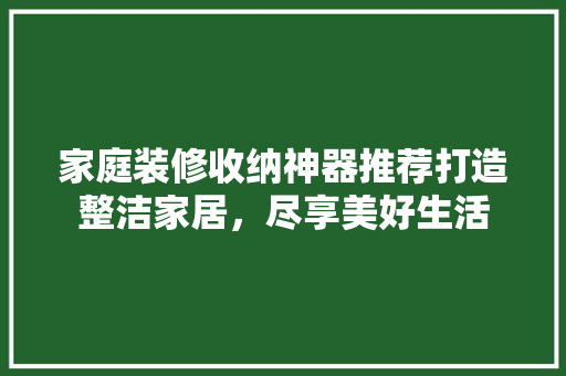 家庭装修收纳神器推荐打造整洁家居，尽享美好生活