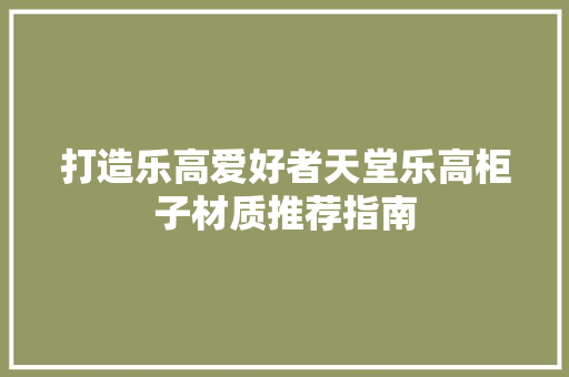 打造乐高爱好者天堂乐高柜子材质推荐指南