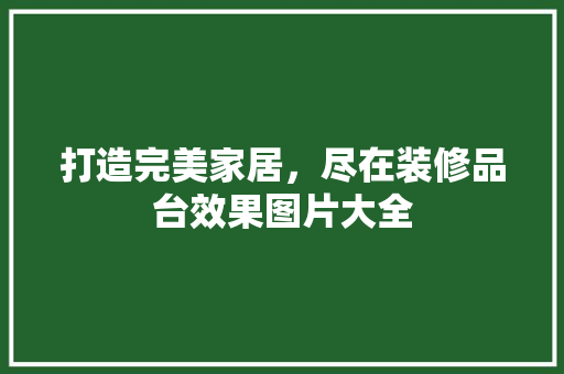 打造完美家居，尽在装修品台效果图片大全