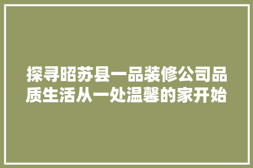 探寻昭苏县一品装修公司品质生活从一处温馨的家开始