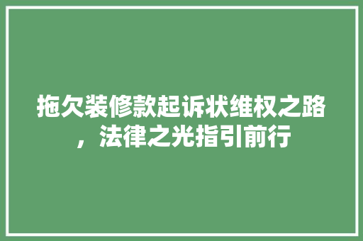 拖欠装修款起诉状维权之路，法律之光指引前行