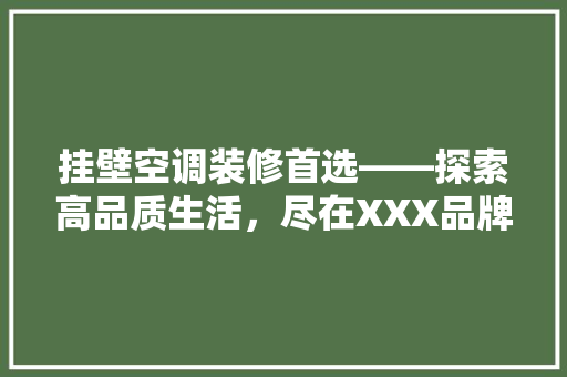 挂壁空调装修首选——探索高品质生活，尽在XXX品牌