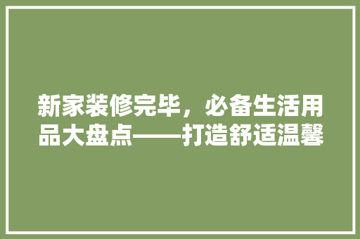 新家装修完毕，必备生活用品大盘点——打造舒适温馨的家居环境
