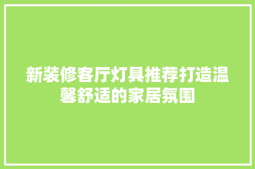 新装修客厅灯具推荐打造温馨舒适的家居氛围