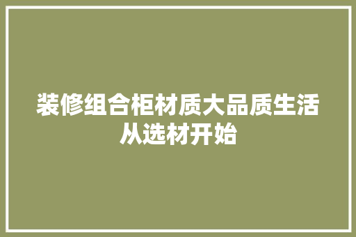 装修组合柜材质大品质生活从选材开始