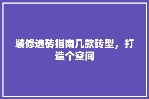 装修选砖指南几款砖型，打造个空间