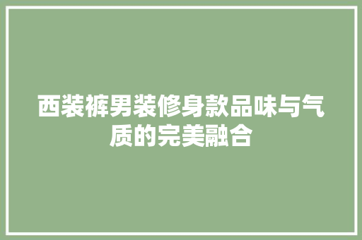 西装裤男装修身款品味与气质的完美融合