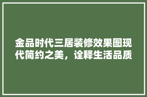 金品时代三居装修效果图现代简约之美，诠释生活品质新高度