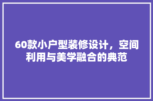 60款小户型装修设计，空间利用与美学融合的典范  第1张