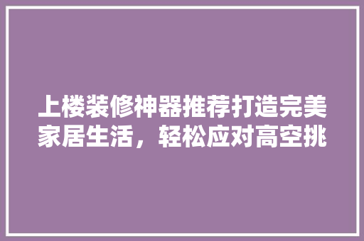 上楼装修神器推荐打造完美家居生活，轻松应对高空挑战