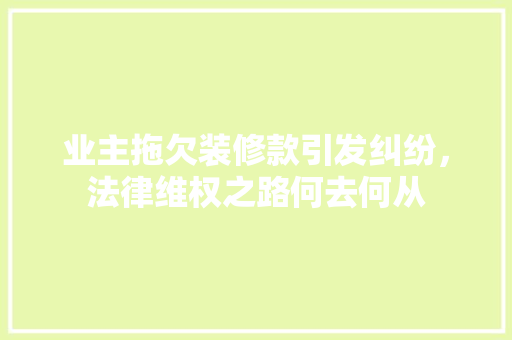 业主拖欠装修款引发纠纷，法律维权之路何去何从