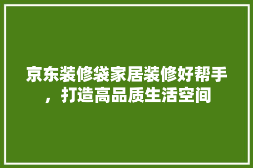 京东装修袋家居装修好帮手，打造高品质生活空间