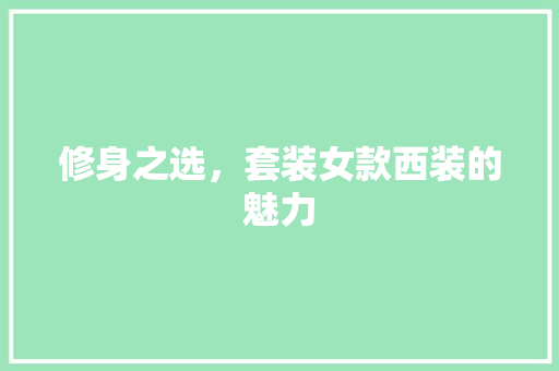 修身之选，套装女款西装的魅力