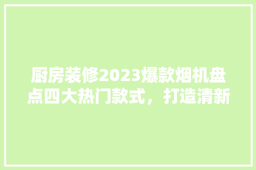 厨房装修2023爆款烟机盘点四大热门款式，打造清新厨房新风尚