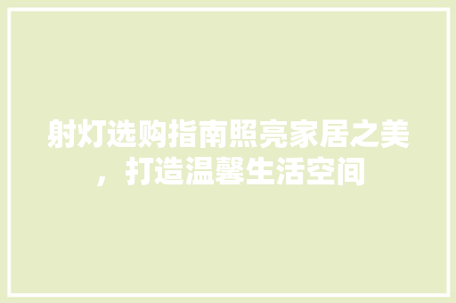 射灯选购指南照亮家居之美，打造温馨生活空间