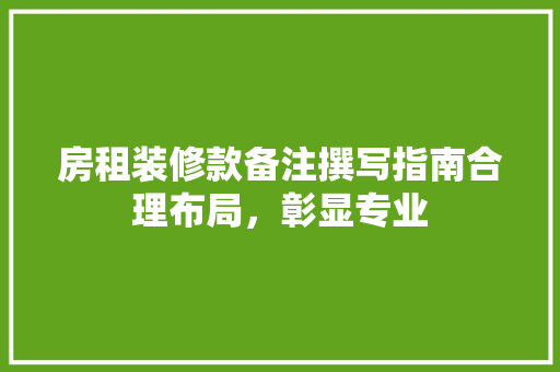 房租装修款备注撰写指南合理布局，彰显专业