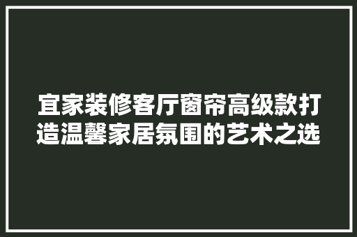 宜家装修客厅窗帘高级款打造温馨家居氛围的艺术之选