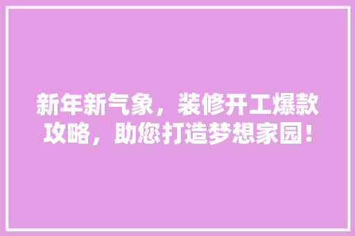 新年新气象，装修开工爆款攻略，助您打造梦想家园！