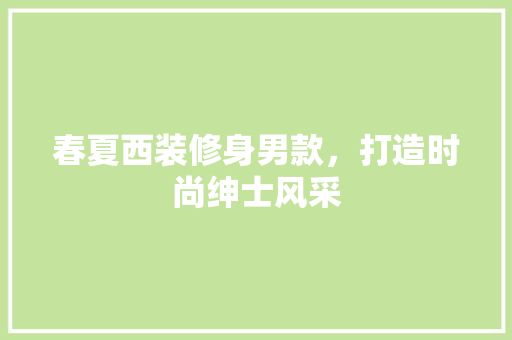 春夏西装修身男款，打造时尚绅士风采