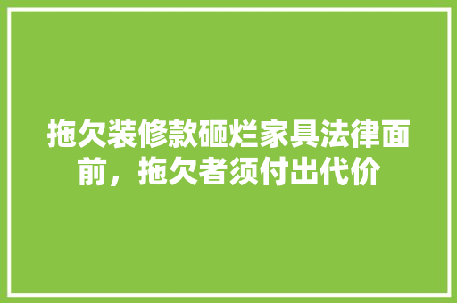 拖欠装修款砸烂家具法律面前，拖欠者须付出代价
