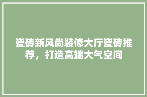 瓷砖新风尚装修大厅瓷砖推荐，打造高端大气空间