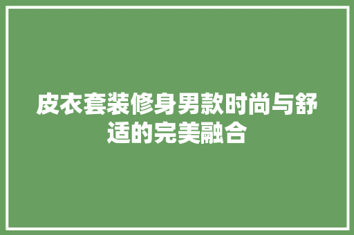 皮衣套装修身男款时尚与舒适的完美融合