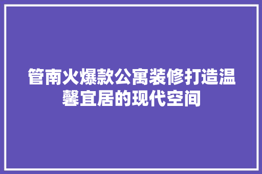 管南火爆款公寓装修打造温馨宜居的现代空间