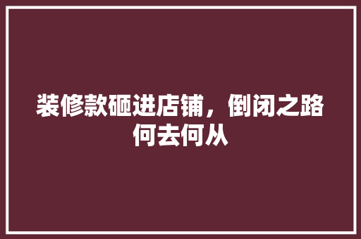 装修款砸进店铺，倒闭之路何去何从