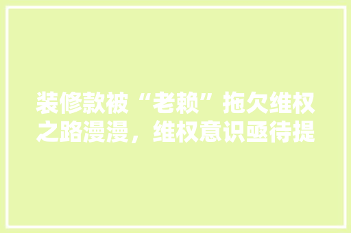 装修款被“老赖”拖欠维权之路漫漫，维权意识亟待提高