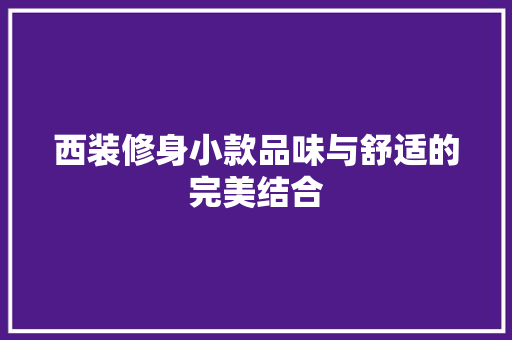 西装修身小款品味与舒适的完美结合