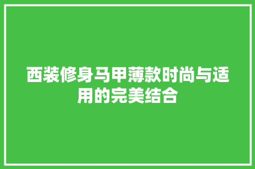 西装修身马甲薄款时尚与适用的完美结合