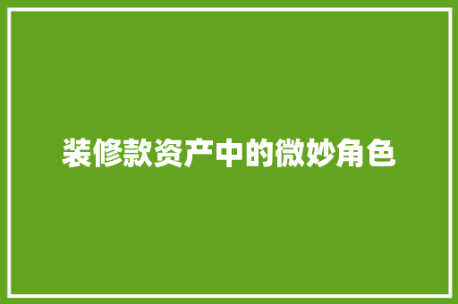 装修款资产中的微妙角色
