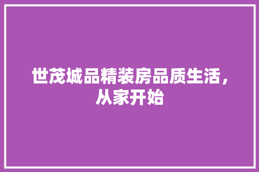 世茂城品精装房品质生活，从家开始