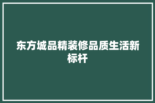 东方城品精装修品质生活新标杆