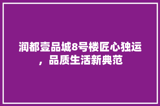 润都壹品城8号楼匠心独运，品质生活新典范  第1张