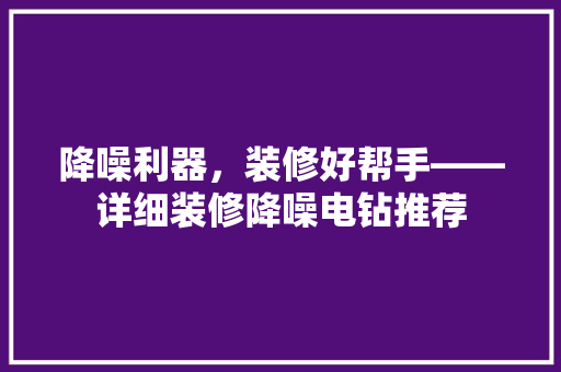 降噪利器，装修好帮手——详细装修降噪电钻推荐