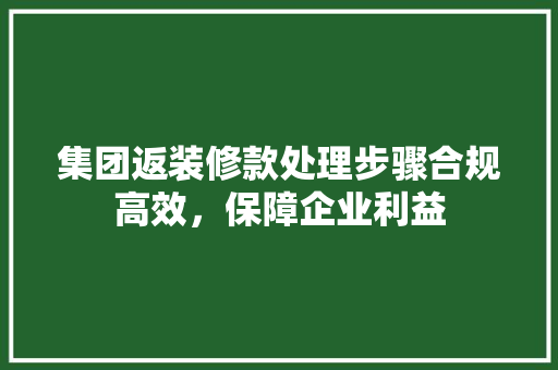 集团返装修款处理步骤合规高效，保障企业利益