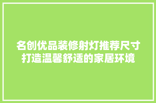 名创优品装修射灯推荐尺寸打造温馨舒适的家居环境