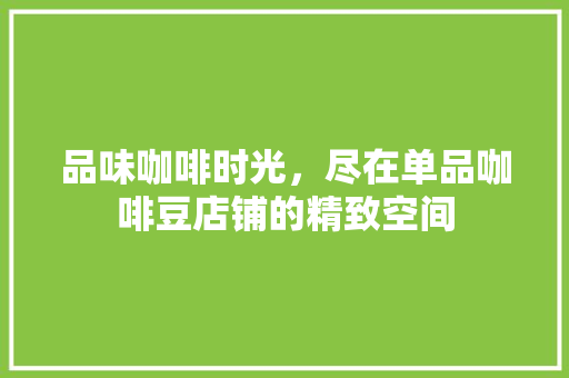 品味咖啡时光，尽在单品咖啡豆店铺的精致空间